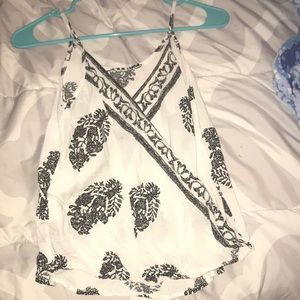 White & Black Print Tank Top